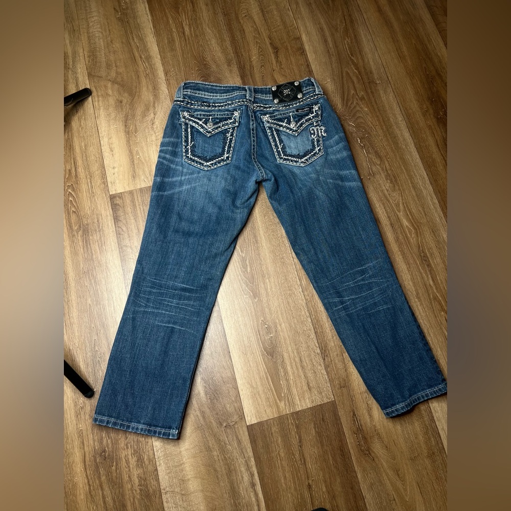 Vintage y2k women's lowrise Miss Me JE5835C Cropped blue denim capris jeans sz29 - Picture 7 of 8